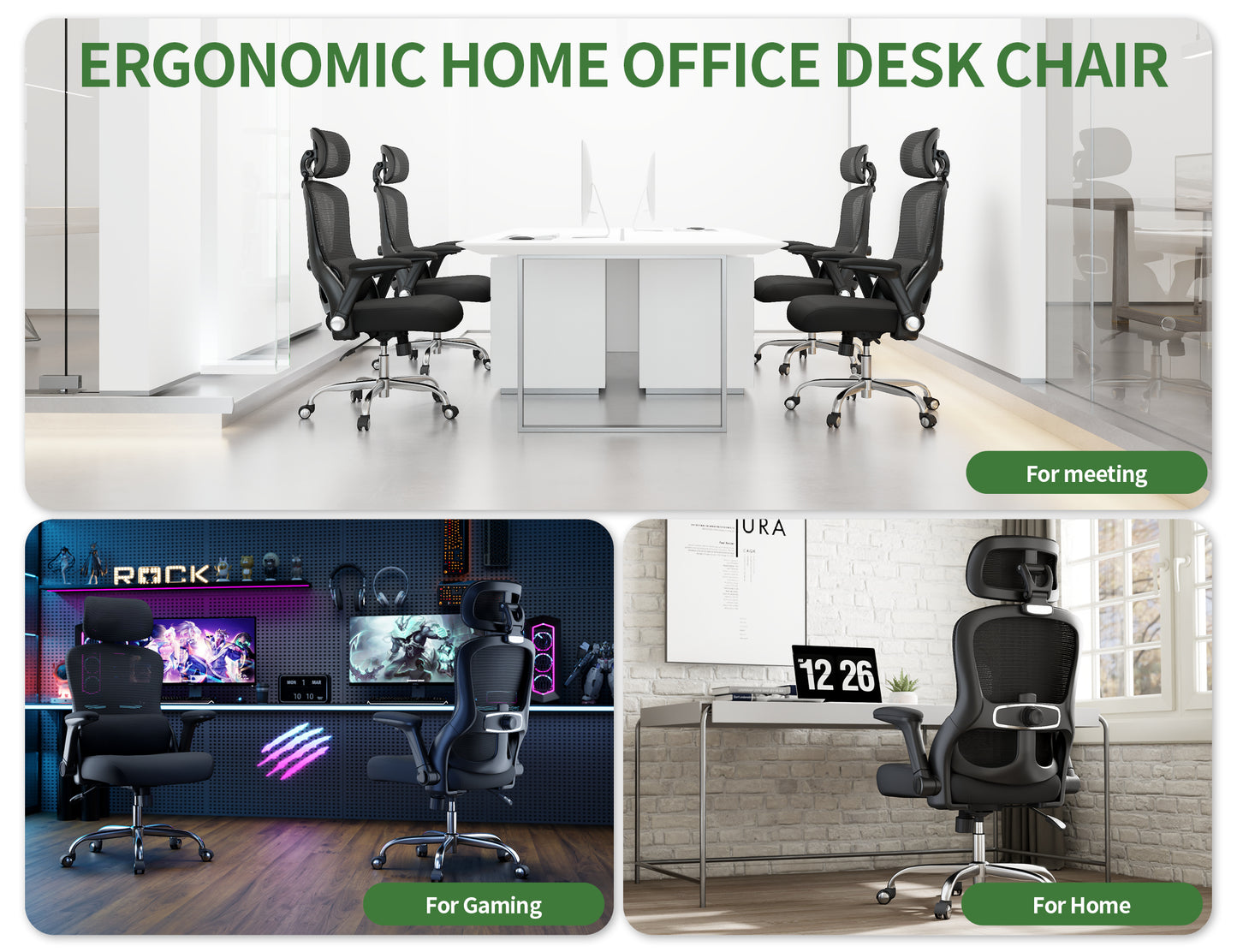 Ergonomic Office Chair: 400LBS Computer Desk Chair Comfy-Big and Tall Office Chair with Lumbar Support & Headrest-Gaming Chairs for Adults-Executive Office Rolling Chairs for Home Work