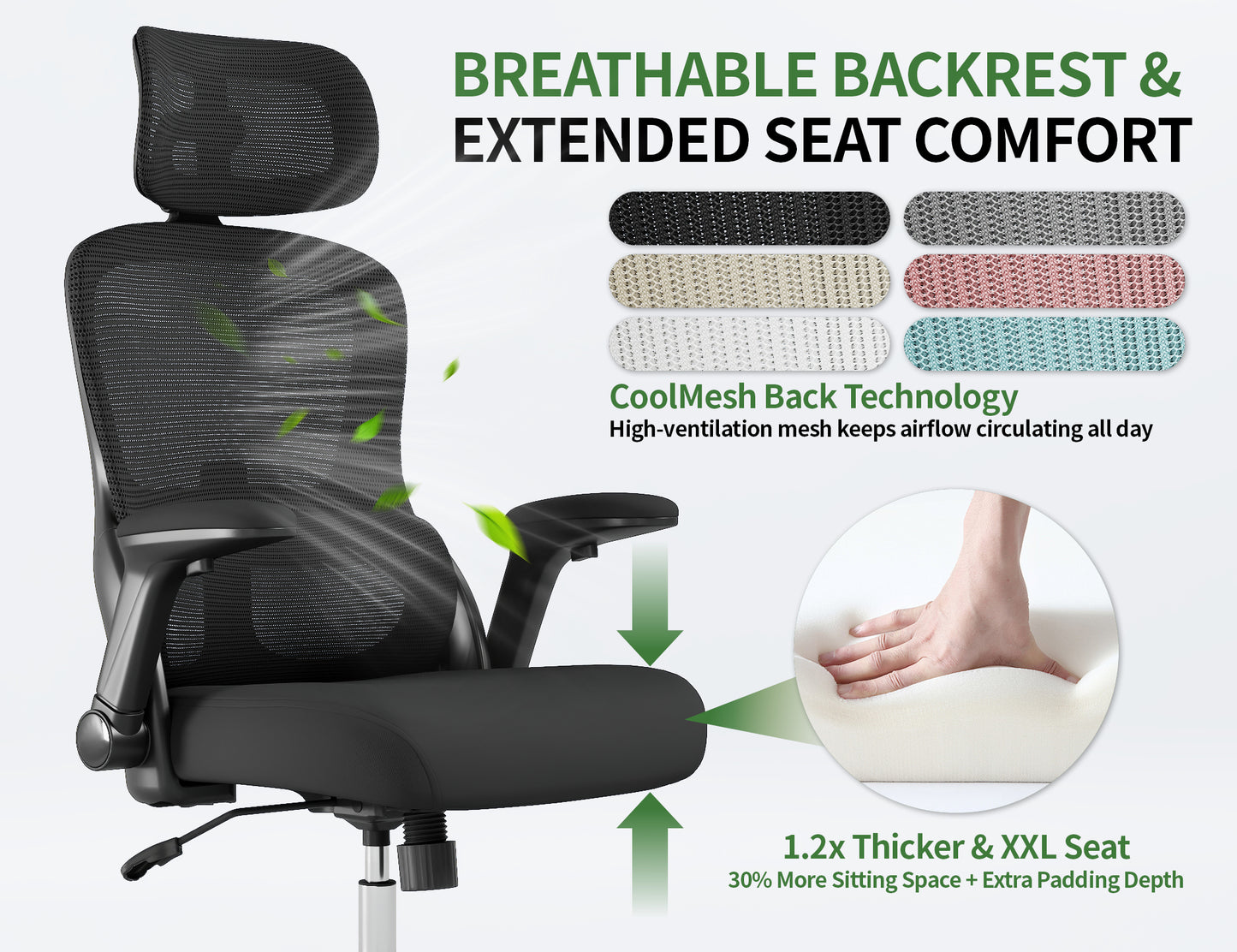 Ergonomic Office Chair: 400LBS Computer Desk Chair Comfy-Big and Tall Office Chair with Lumbar Support & Headrest-Gaming Chairs for Adults-Executive Office Rolling Chairs for Home Work