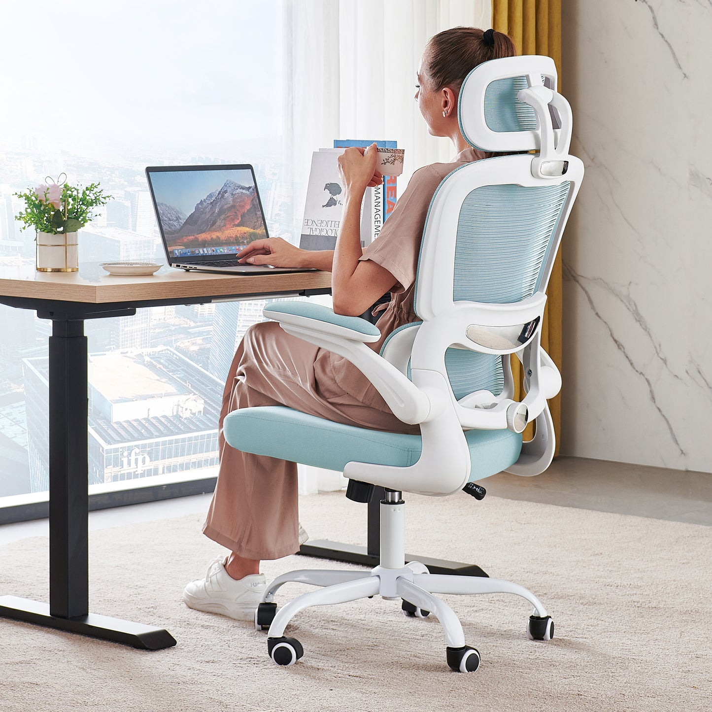 TRALT Office Chair Ergonomic Desk Chair, 330 LBS Home Mesh Office Desk Chairs with Wheels, Comfortable Gaming Chair, High Back Office Chair for Long Hours