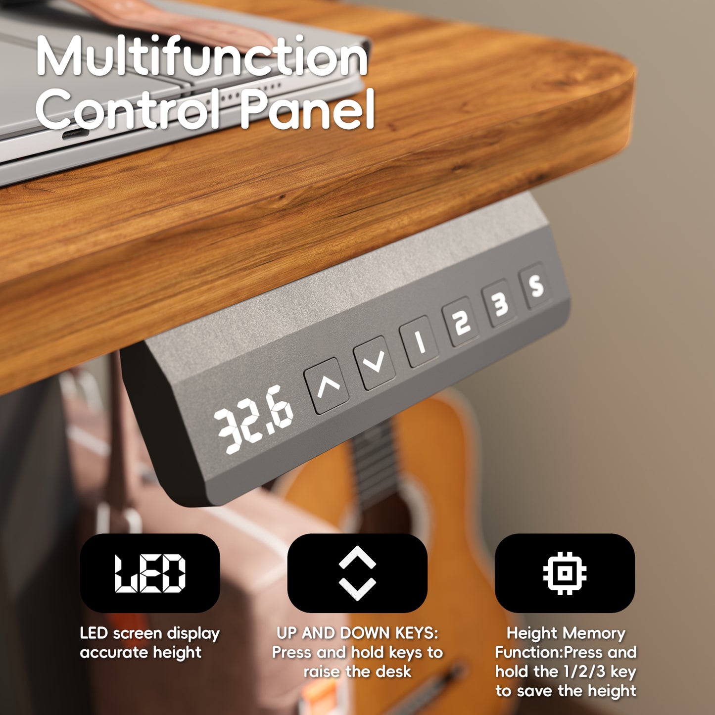 TRALT Electric Standing Desk 48 Inch Height with 2 Drawers-Adjustable Height Desk with Storage Shelf - Sit Stand Up Workstation