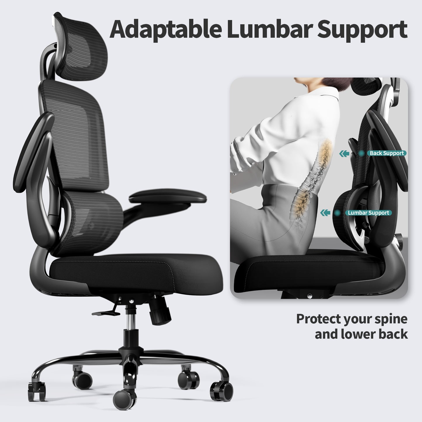 TRALT Office Chair Ergonomic Desk Chair, 330 LBS Home Mesh Office Desk Chairs with Wheels, Comfortable Gaming Chair, High Back Office Chair for Long Hours