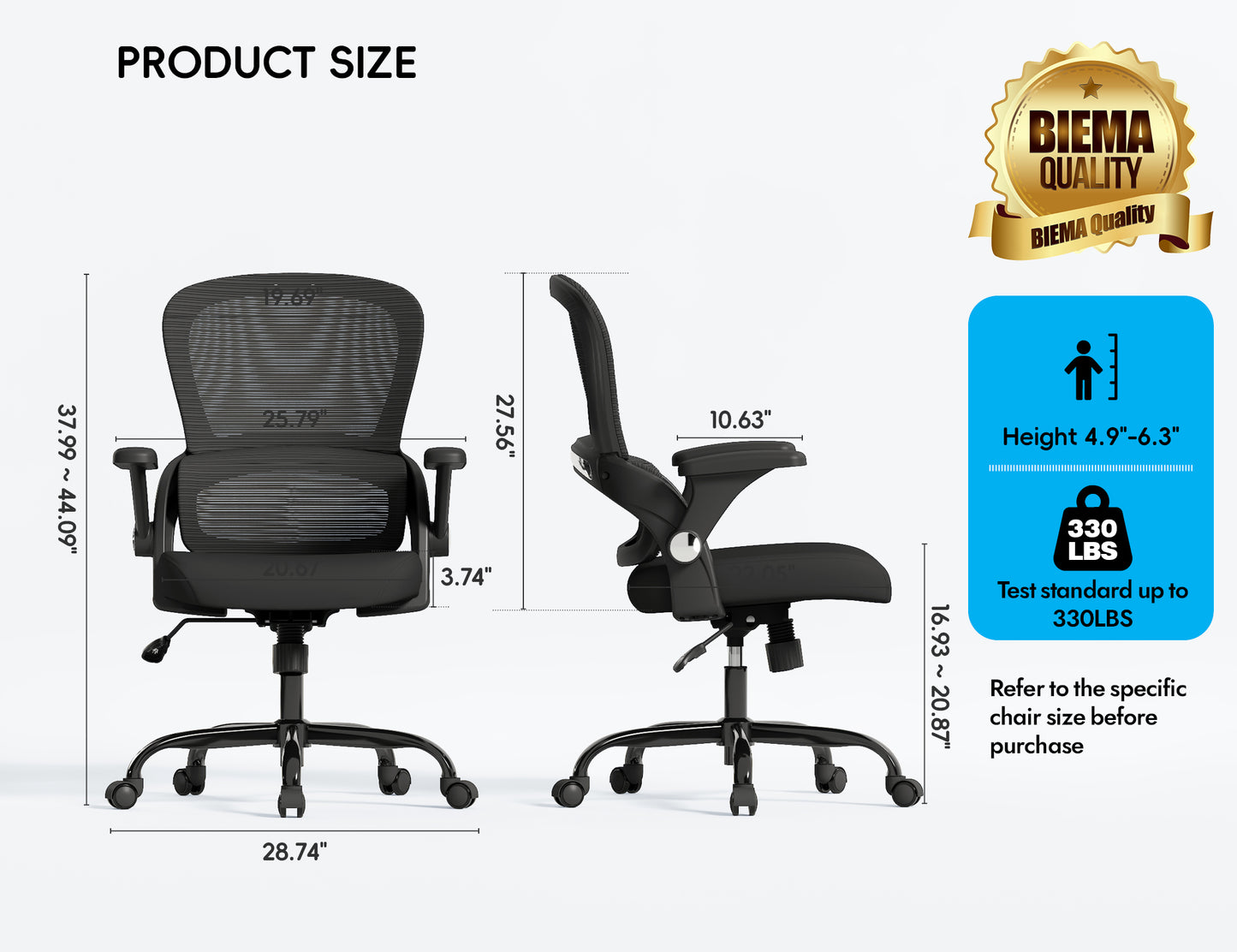 TRALT Office Chair - Ergonomic Office Chair with Back Support, Home Office Desk Chairs, 330lbs Wide Seat Big and Tall Office Chairs, Comfy Desk Chair for Work, Study, Office, Gaming