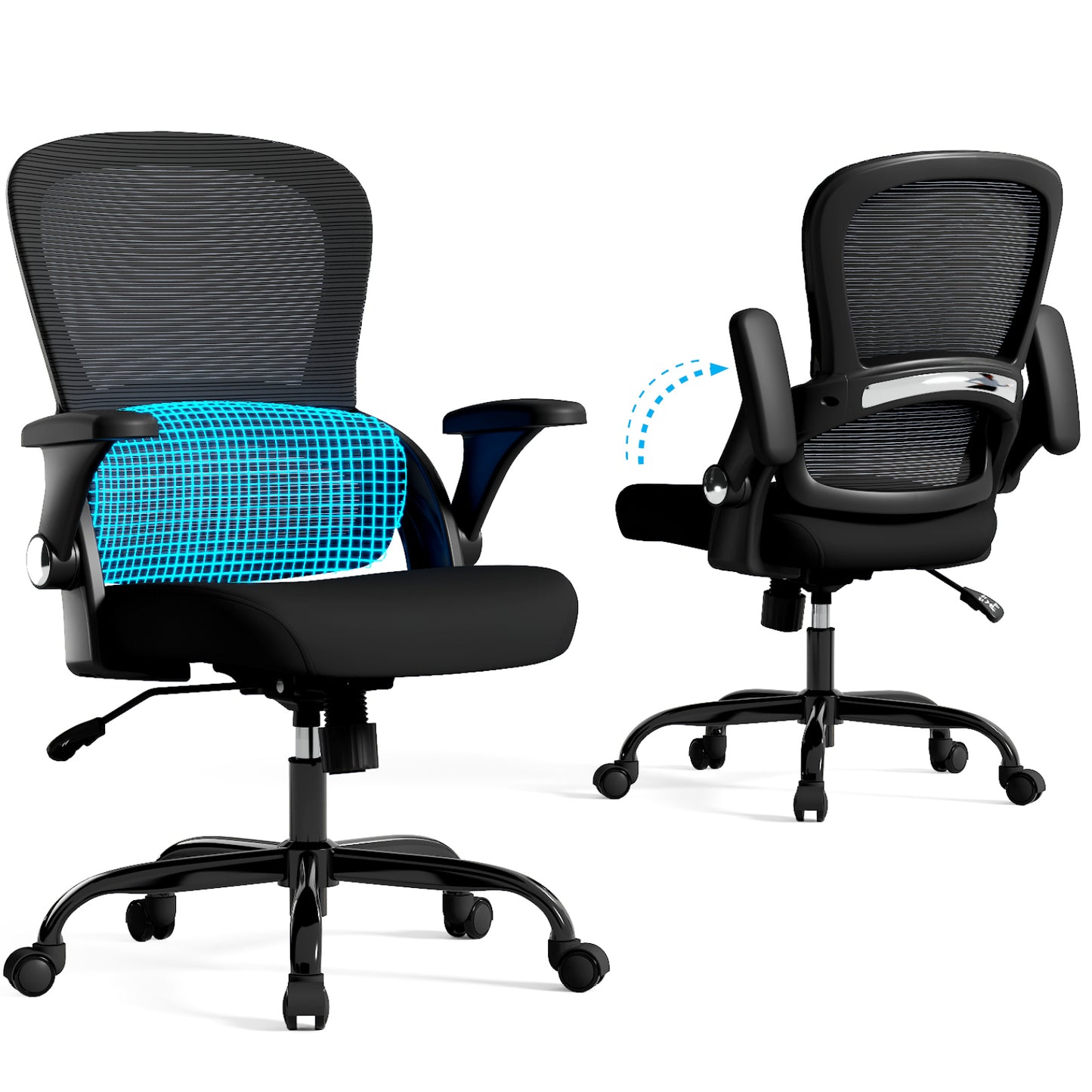 TRALT Office Chair - Ergonomic Office Chair with Back Support, Home Office Desk Chairs, 330lbs Wide Seat Big and Tall Office Chairs, Comfy Desk Chair for Work, Study, Office, Gaming