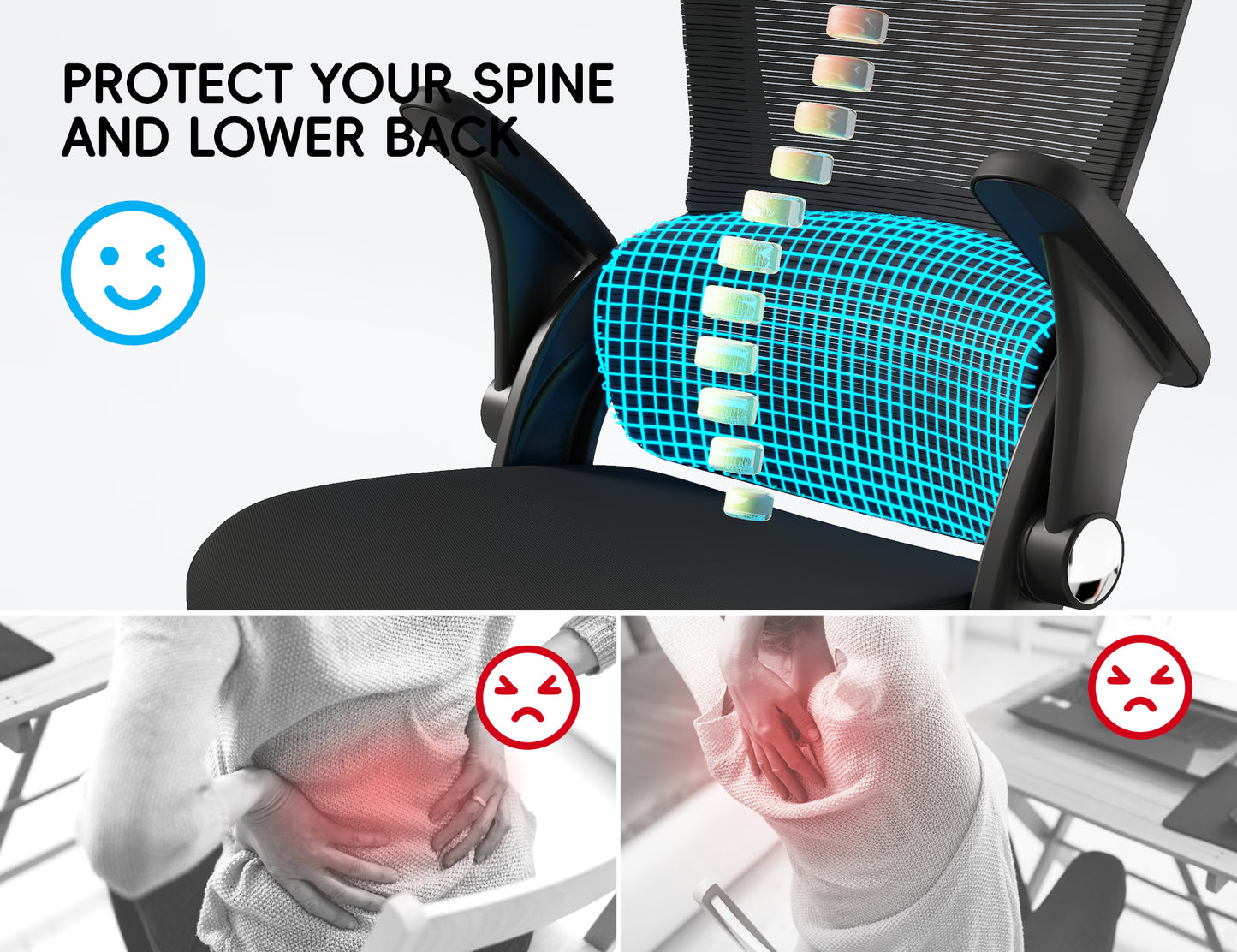 TRALT Office Chair - Ergonomic Office Chair with Back Support, Home Office Desk Chairs, 330lbs Wide Seat Big and Tall Office Chairs, Comfy Desk Chair for Work, Study, Office, Gaming