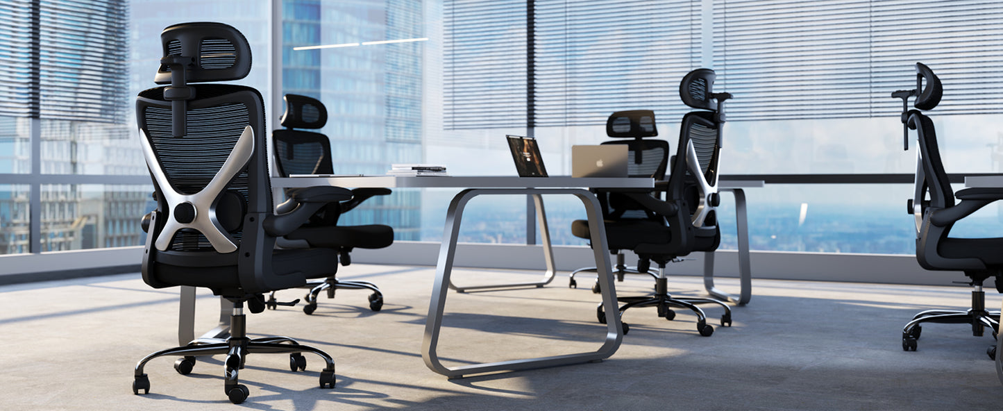 Ergonomic Office Chair - Mesh Desk Chair with Adjustable Lumbar Support High Back Computer Gaming Chairs - Big and Tall Office Chairs Adults, Comfortable for Long Hours