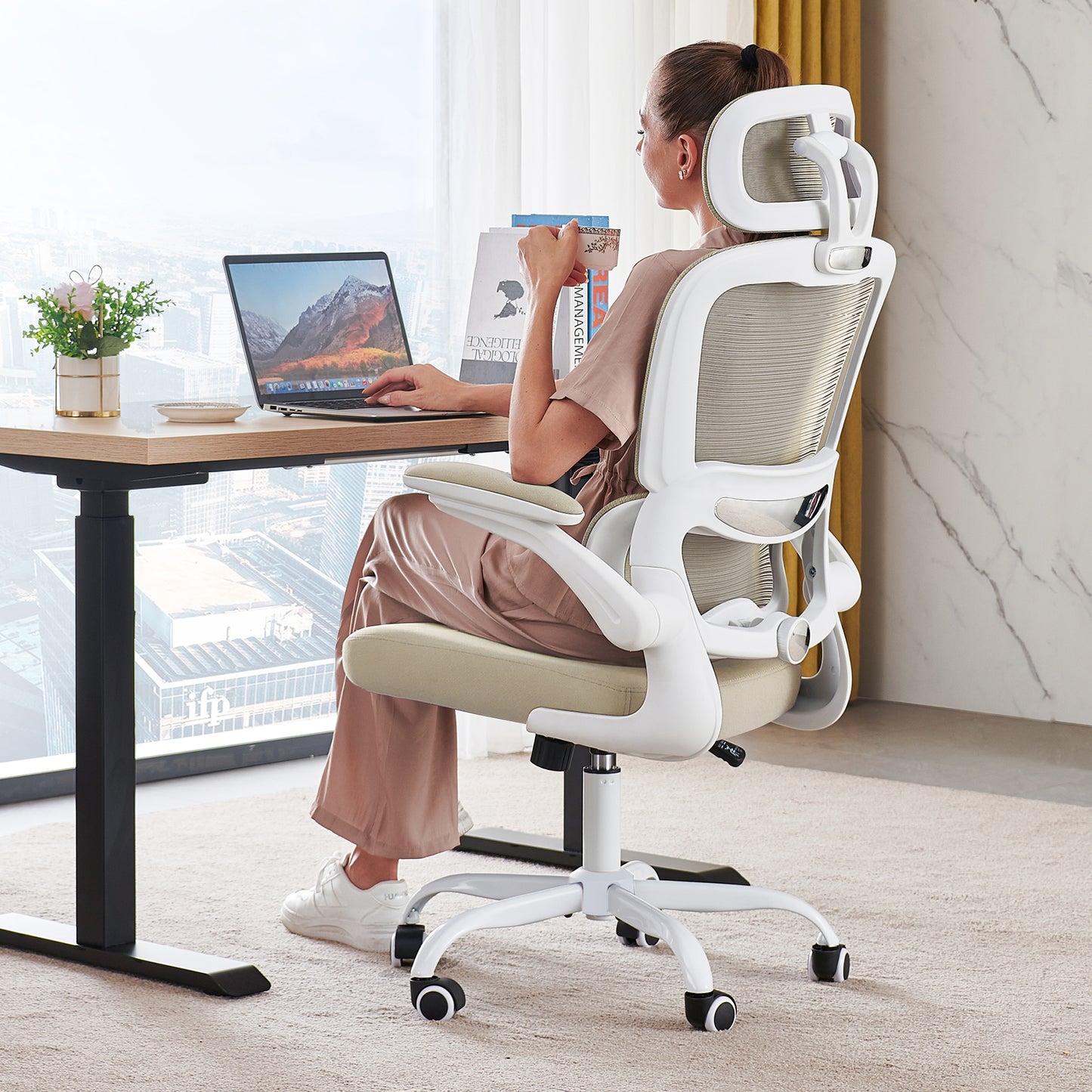 TRALT Office Chair Ergonomic Desk Chair, 330 LBS Home Mesh Office Desk Chairs with Wheels, Comfortable Gaming Chair, High Back Office Chair for Long Hours