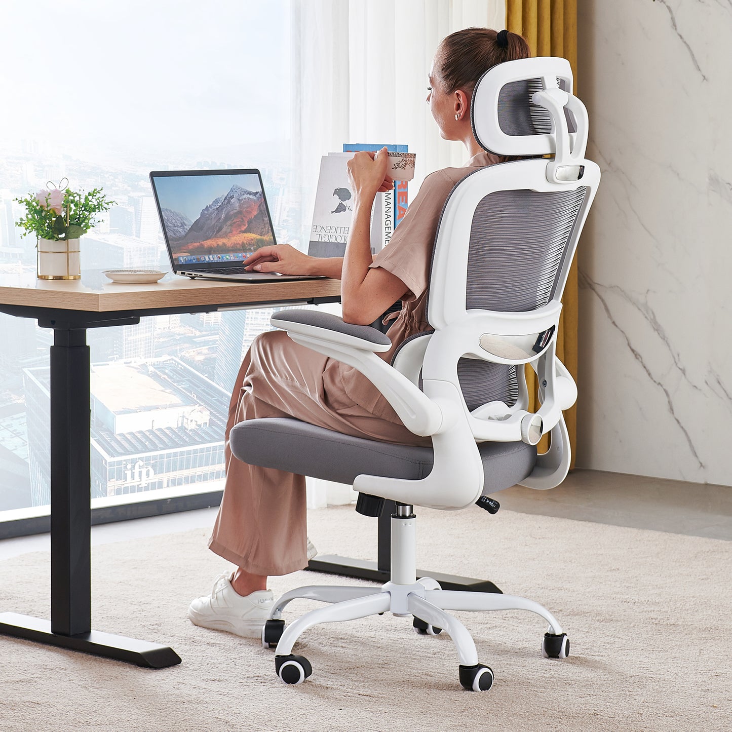 TRALT Office Chair Ergonomic Desk Chair, 330 LBS Home Mesh Office Desk Chairs with Wheels, Comfortable Gaming Chair, High Back Office Chair for Long Hours