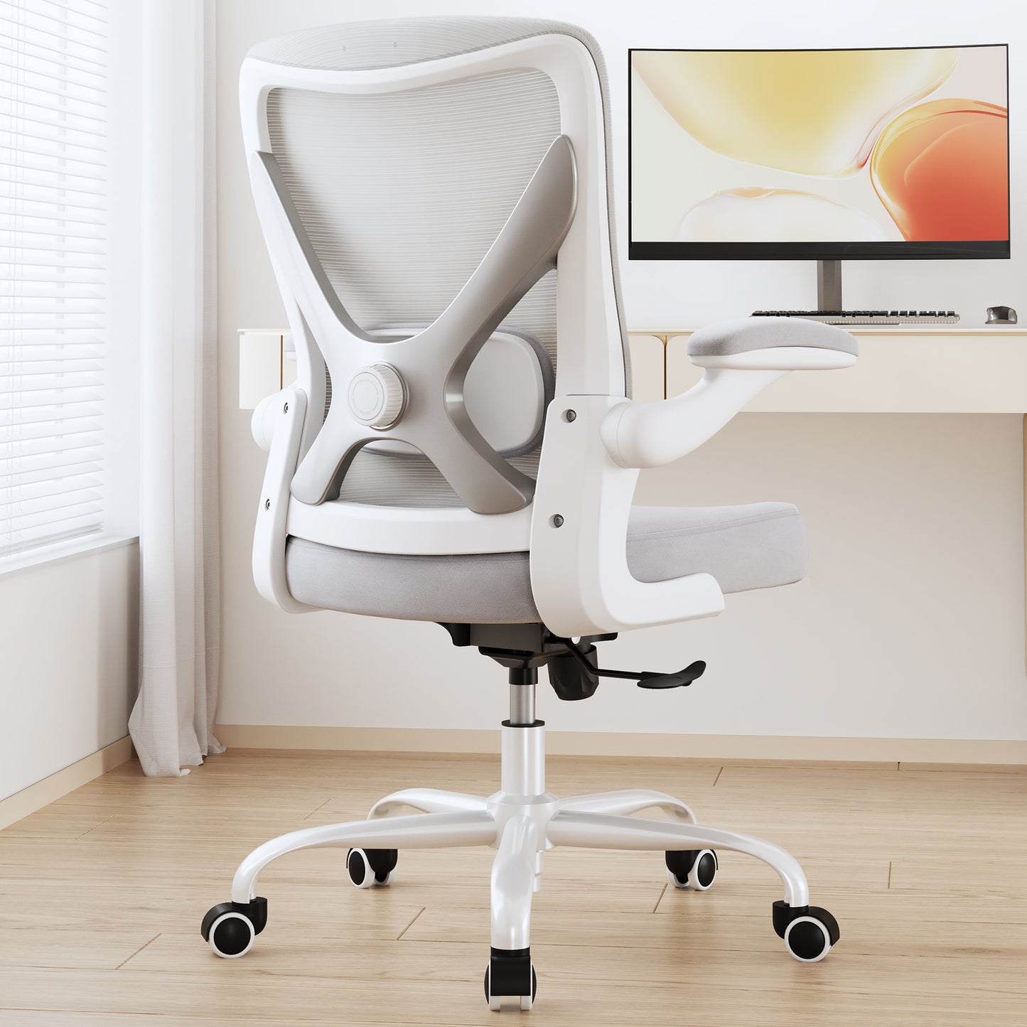 Ergonomic Office Chair - X-Shaped Computer Desk Chairs Comfy, Mesh High-Back Gaming Chair with Adjustable Lumbar Support, Executive Task Chair for Adults, Comfortable for Long Hours
