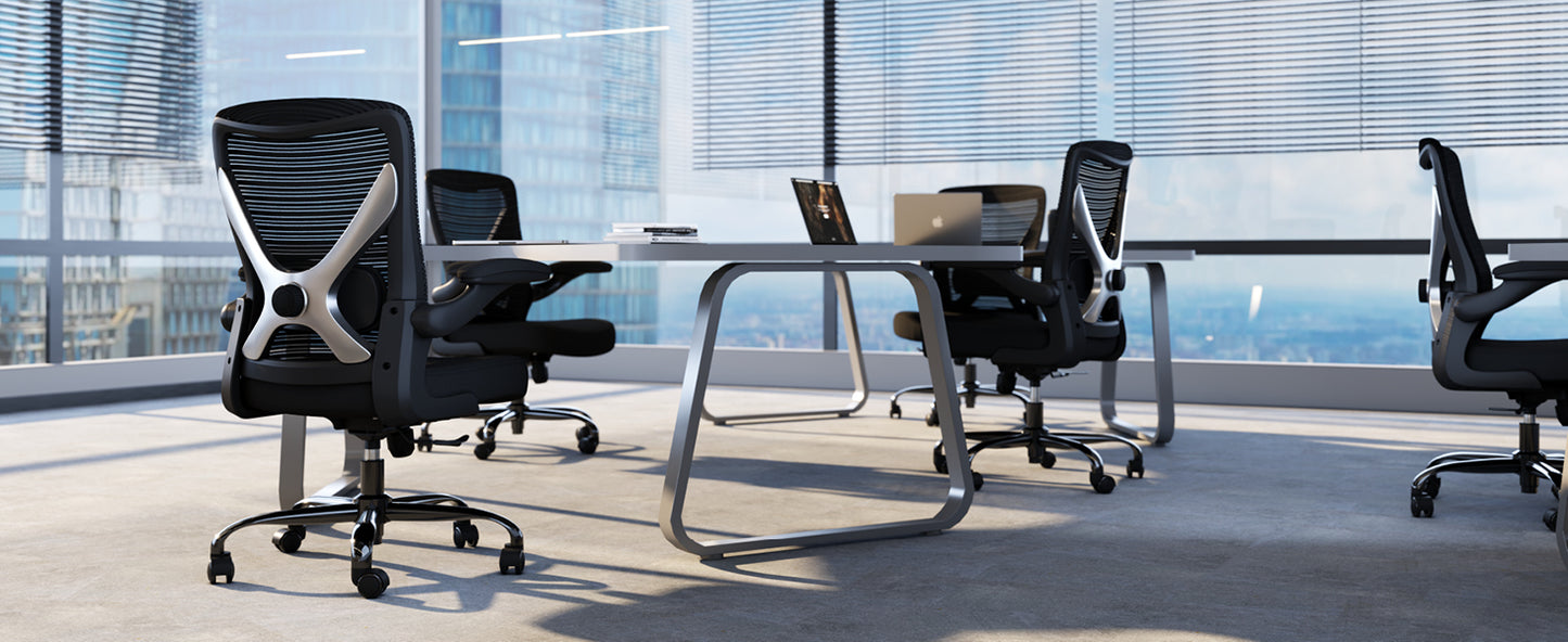 Ergonomic Office Chair - X-Shaped Computer Desk Chairs Comfy, Mesh High-Back Gaming Chair with Adjustable Lumbar Support, Executive Task Chair for Adults, Comfortable for Long Hours