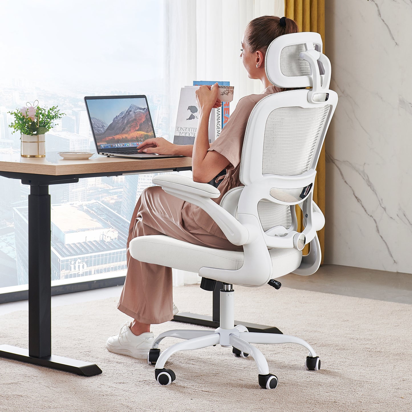 TRALT Office Chair Ergonomic Desk Chair, 330 LBS Home Mesh Office Desk Chairs with Wheels, Comfortable Gaming Chair, High Back Office Chair for Long Hours