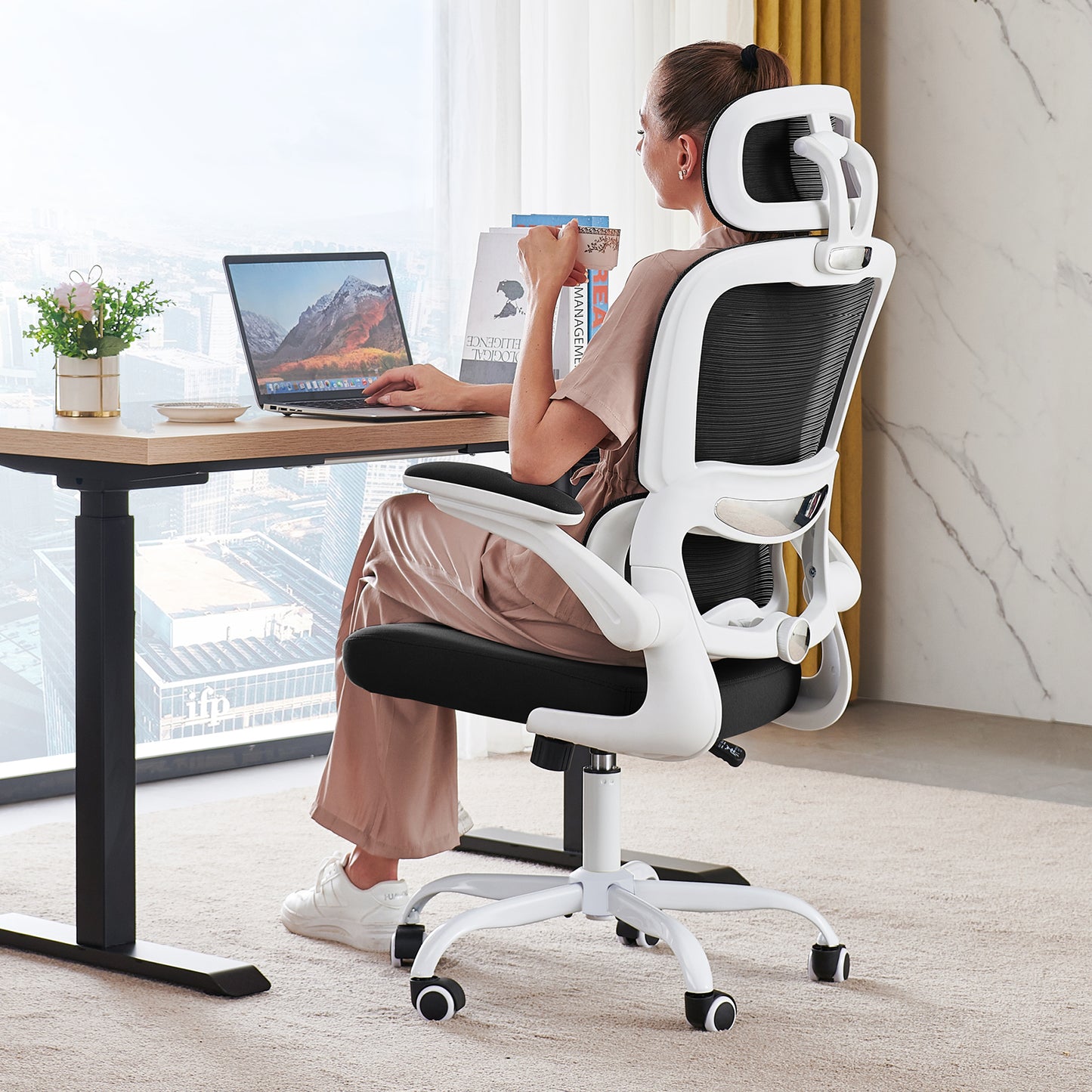 TRALT Office Chair Ergonomic Desk Chair, 330 LBS Home Mesh Office Desk Chairs with Wheels, Comfortable Gaming Chair, High Back Office Chair for Long Hours