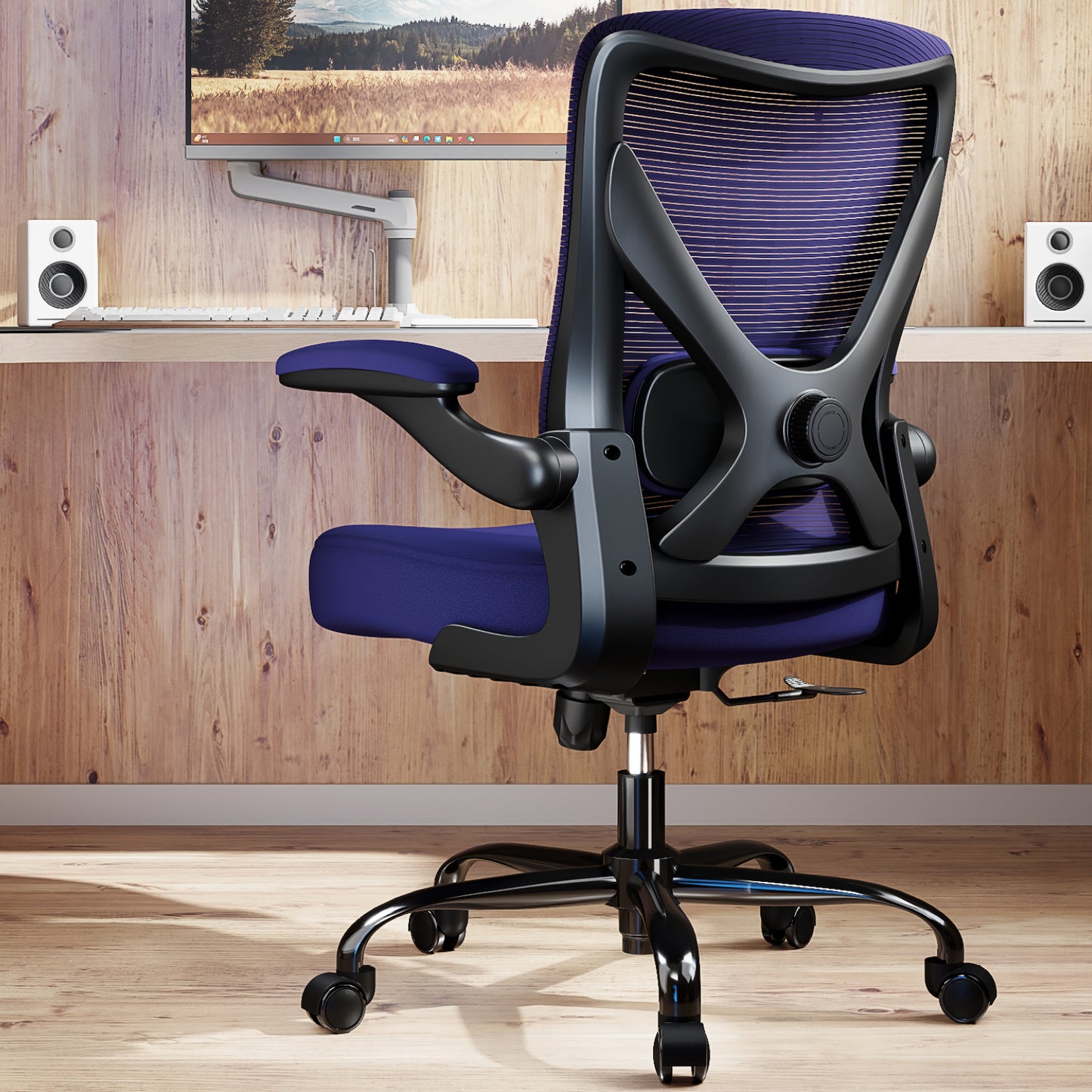 Ergonomic Office Chair - X-Shaped Computer Desk Chairs Comfy, Mesh High-Back Gaming Chair with Adjustable Lumbar Support, Executive Task Chair for Adults, Comfortable for Long Hours