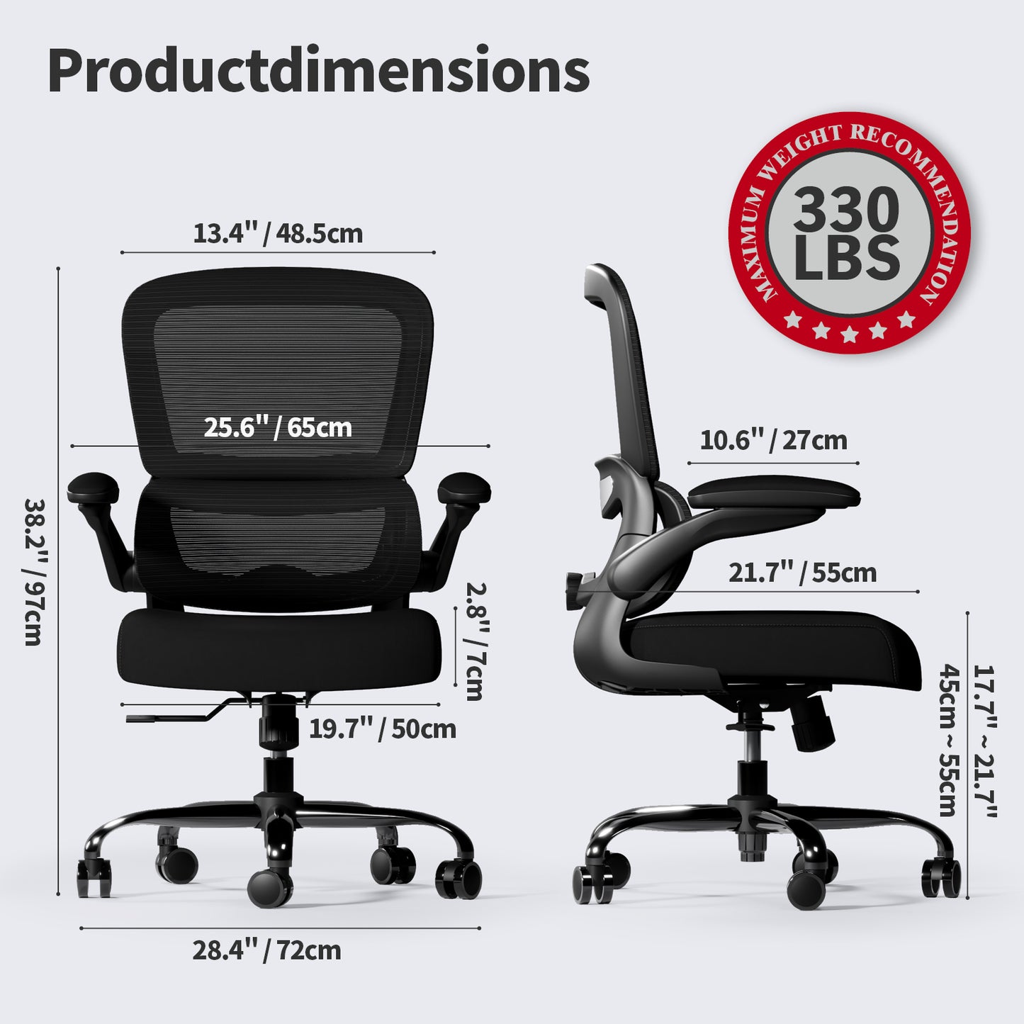 TRALT Office Chair - Ergonomic Desk Chair with Adjustable Lumbar Support, Mesh Computer Chair, Executive Chairs for Home Office Comfortable Lumbar Support