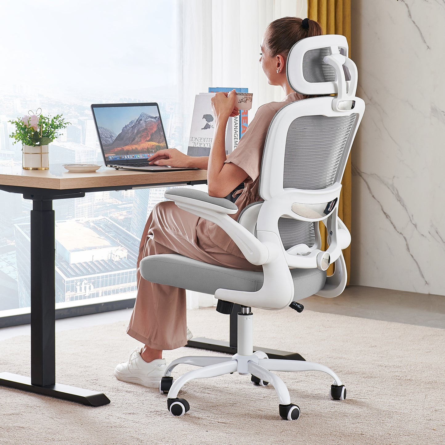 TRALT Office Chair Ergonomic Desk Chair, 330 LBS Home Mesh Office Desk Chairs with Wheels, Comfortable Gaming Chair, High Back Office Chair for Long Hours