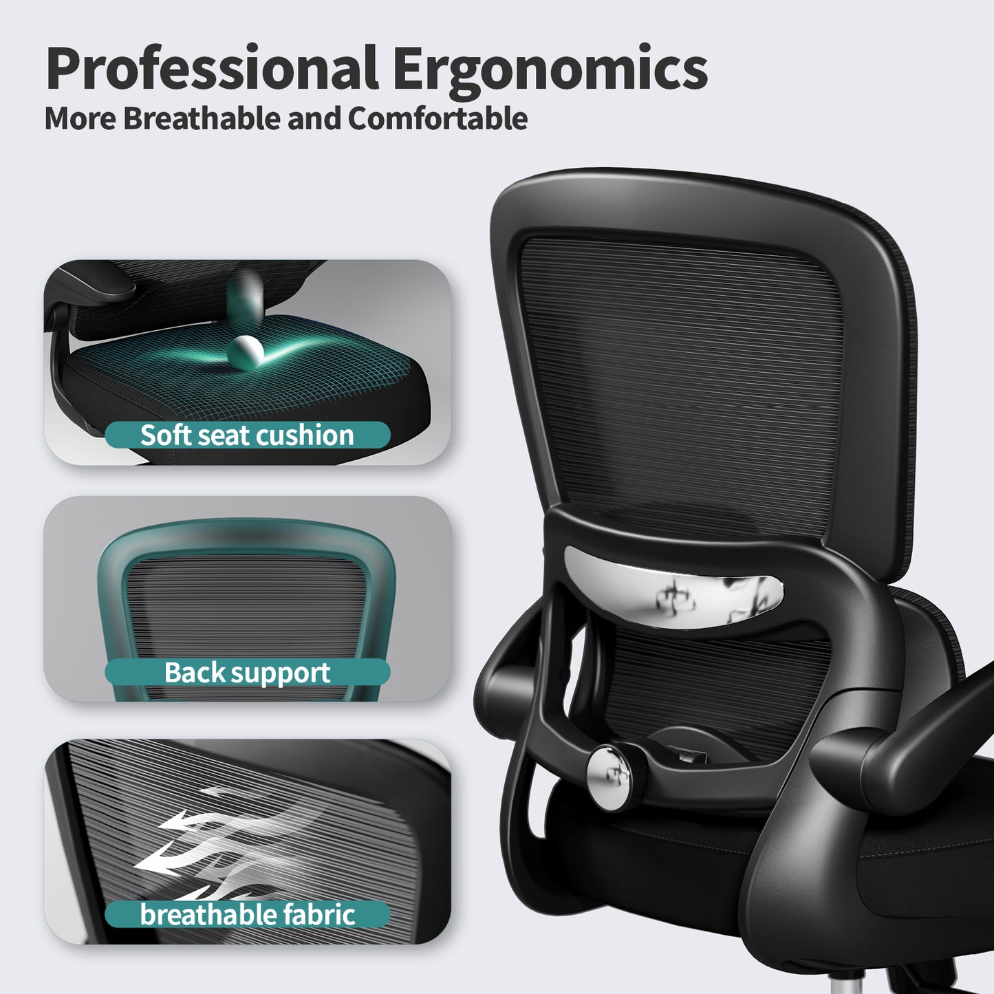 TRALT Office Chair - Ergonomic Desk Chair with Adjustable Lumbar Support, Mesh Computer Chair, Executive Chairs for Home Office Comfortable Lumbar Support