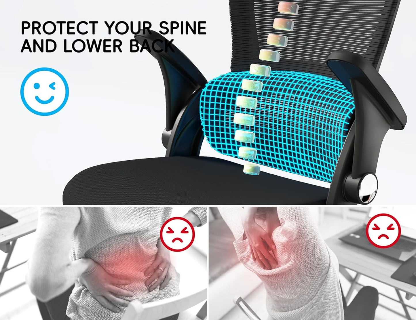 TRALT Office Chair - Ergonomic Office Chair with Back Support, Computer Chair - Home Office Desk Chairs, 330lbs Wide Seat Big and Tall Office Chairs with Headrest, Comfy Desk Chairs