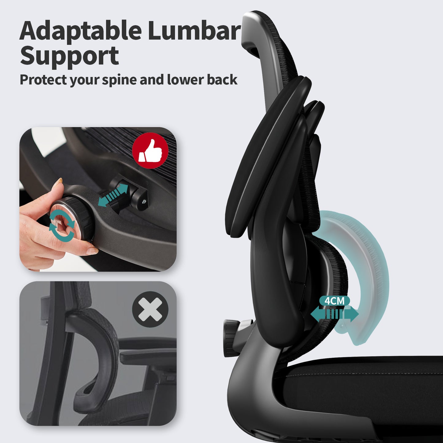 TRALT Office Chair - Ergonomic Desk Chair with Adjustable Lumbar Support, Mesh Computer Chair, Executive Chairs for Home Office Comfortable Lumbar Support