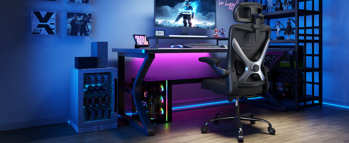 Ergonomic Office Chair - Mesh Desk Chair with Adjustable Lumbar Support High Back Computer Gaming Chairs - Big and Tall Office Chairs Adults, Comfortable for Long Hours