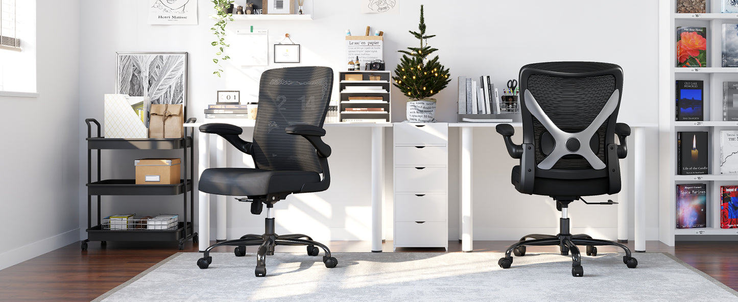 Ergonomic Office Chair - X-Shaped Computer Desk Chairs Comfy, Mesh High-Back Gaming Chair with Adjustable Lumbar Support, Executive Task Chair for Adults, Comfortable for Long Hours