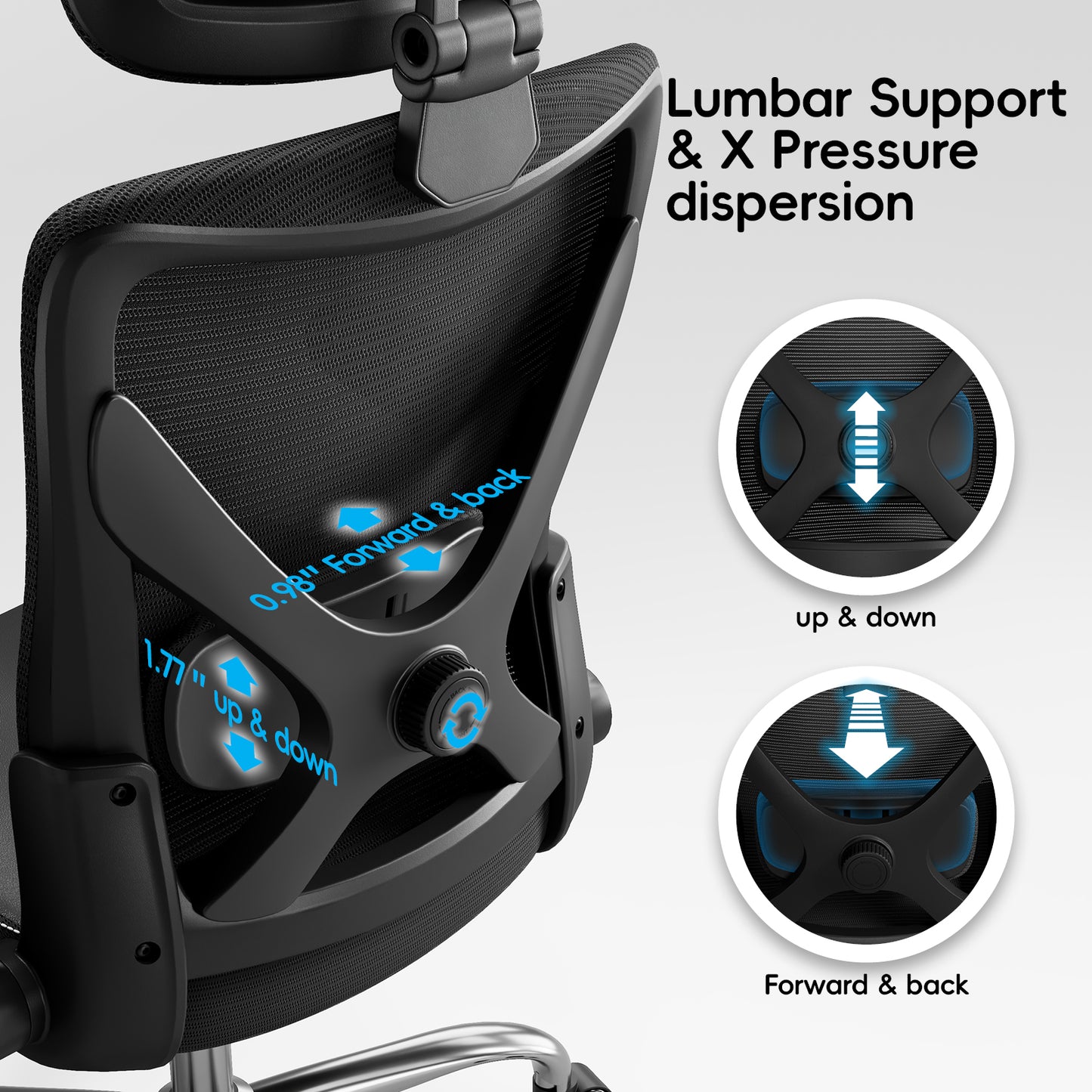 Ergonomic Office Chair-Computer X-Shaped Chair Mesh PU Leather with Adjustable Lumbar Support-Executive Desk Chair High Back with Headrest Flip-Up Arms for Long Hours