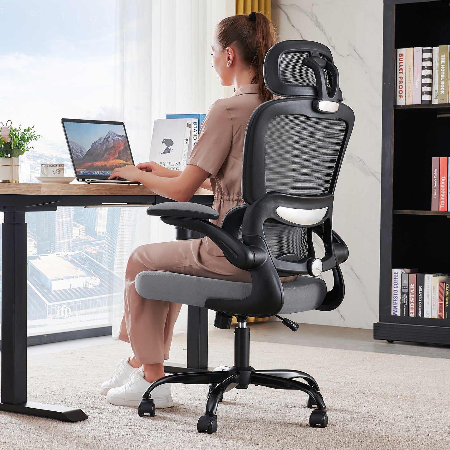 TRALT Office Chair Ergonomic Desk Chair, 330 LBS Home Mesh Office Desk Chairs with Wheels, Comfortable Gaming Chair, High Back Office Chair for Long Hours