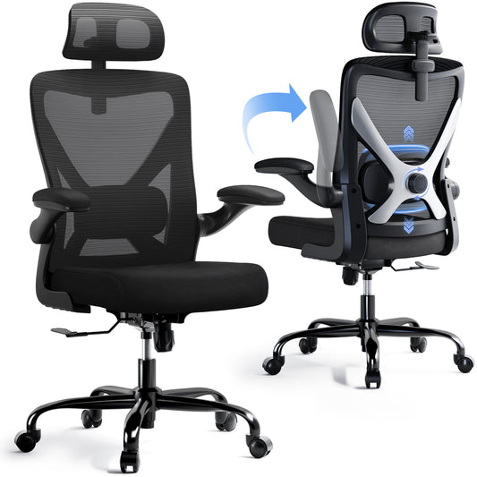 Ergonomic Office Chair - Mesh Desk Chair with Adjustable Lumbar Support High Back Computer Gaming Chairs - Big and Tall Office Chairs Adults, Comfortable for Long Hours