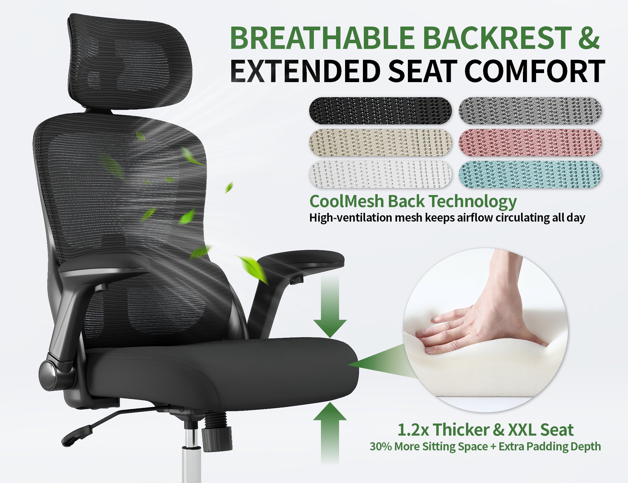 Ergonomic Office Chair: 400LBS Computer Desk Chair Comfy-Big and Tall Office Chair with Lumbar Support & Headrest-Gaming Chairs for Adults-Executive Office Rolling Chairs for Home Work