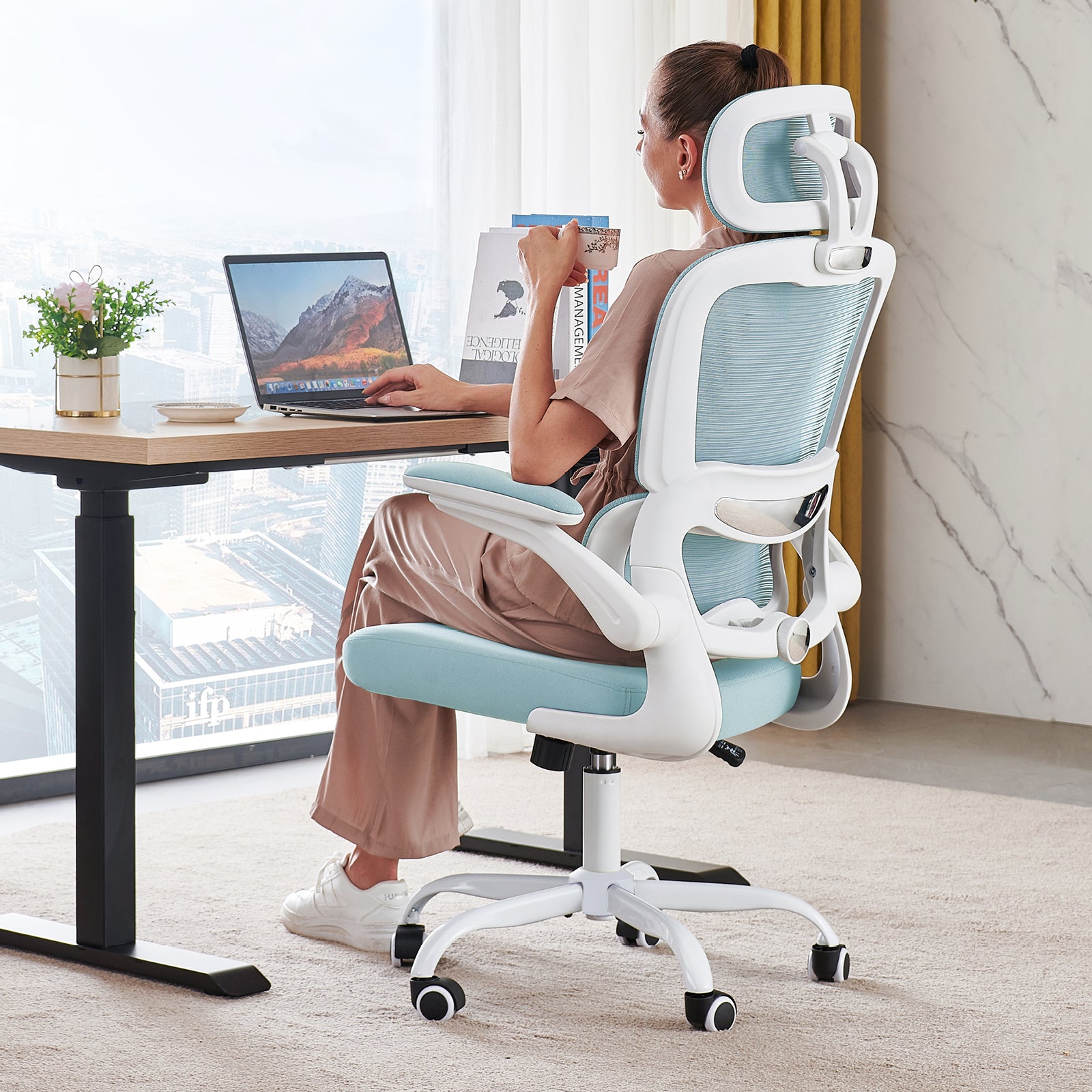 TRALT Office Chair Ergonomic Desk Chair, 330 LBS Home Mesh Office Desk Chairs with Wheels, Comfortable Gaming Chair, High Back Office Chair for Long Hours