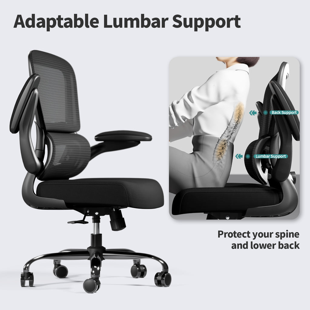 TRALT Office Chair - Ergonomic Desk Chair with Adjustable Lumbar Support, Mesh Computer Chair, Executive Chairs for Home Office Comfortable Lumbar Support