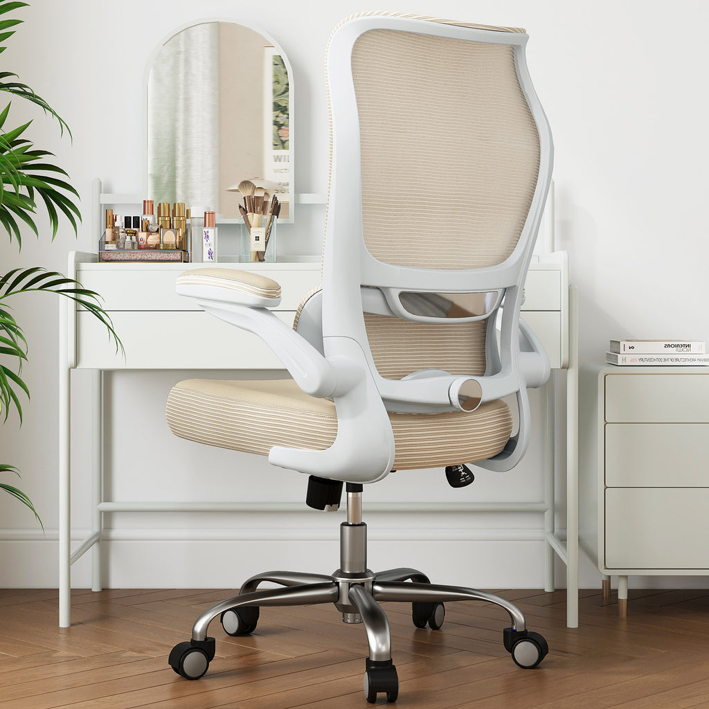 TRALT Ergonomic Office Chair - Desk Chair with Wave High Back Adjustable Lumbar Support Computer Chair - Gaming Chairs Mesh Backrest and PU Leather Seat for Home Reading Chairs to Adults(Black)