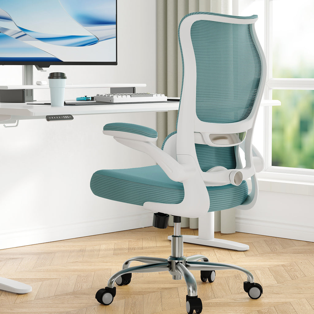 TRALT Ergonomic Office Chair - Desk Chair with Wave High Back Adjustable Lumbar Support Computer Chair - Gaming Chairs Mesh Backrest and PU Leather Seat for Home Reading Chairs to Adults(Black)