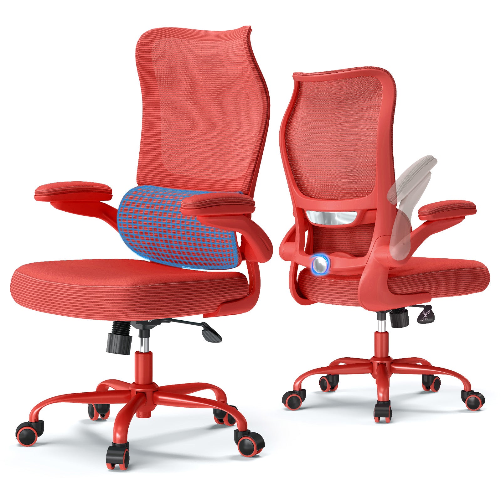 TRALT Ergonomic Office Chair - Desk Chair with Wave High Back Adjustable Lumbar Support Computer Chair - Gaming Chairs Mesh Backrest and PU Leather Seat for Home Reading Chairs to Adults(Black)