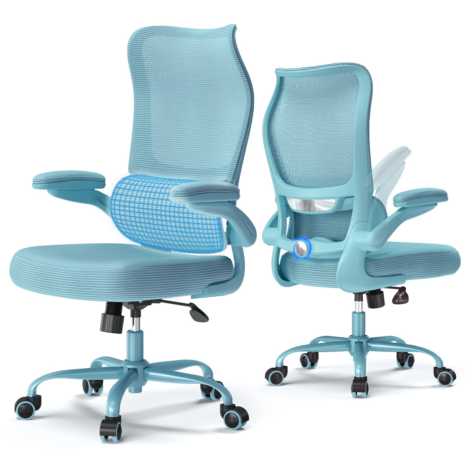 TRALT Ergonomic Office Chair - Desk Chair with Wave High Back Adjustable Lumbar Support Computer Chair - Gaming Chairs Mesh Backrest and PU Leather Seat for Home Reading Chairs to Adults(Black)