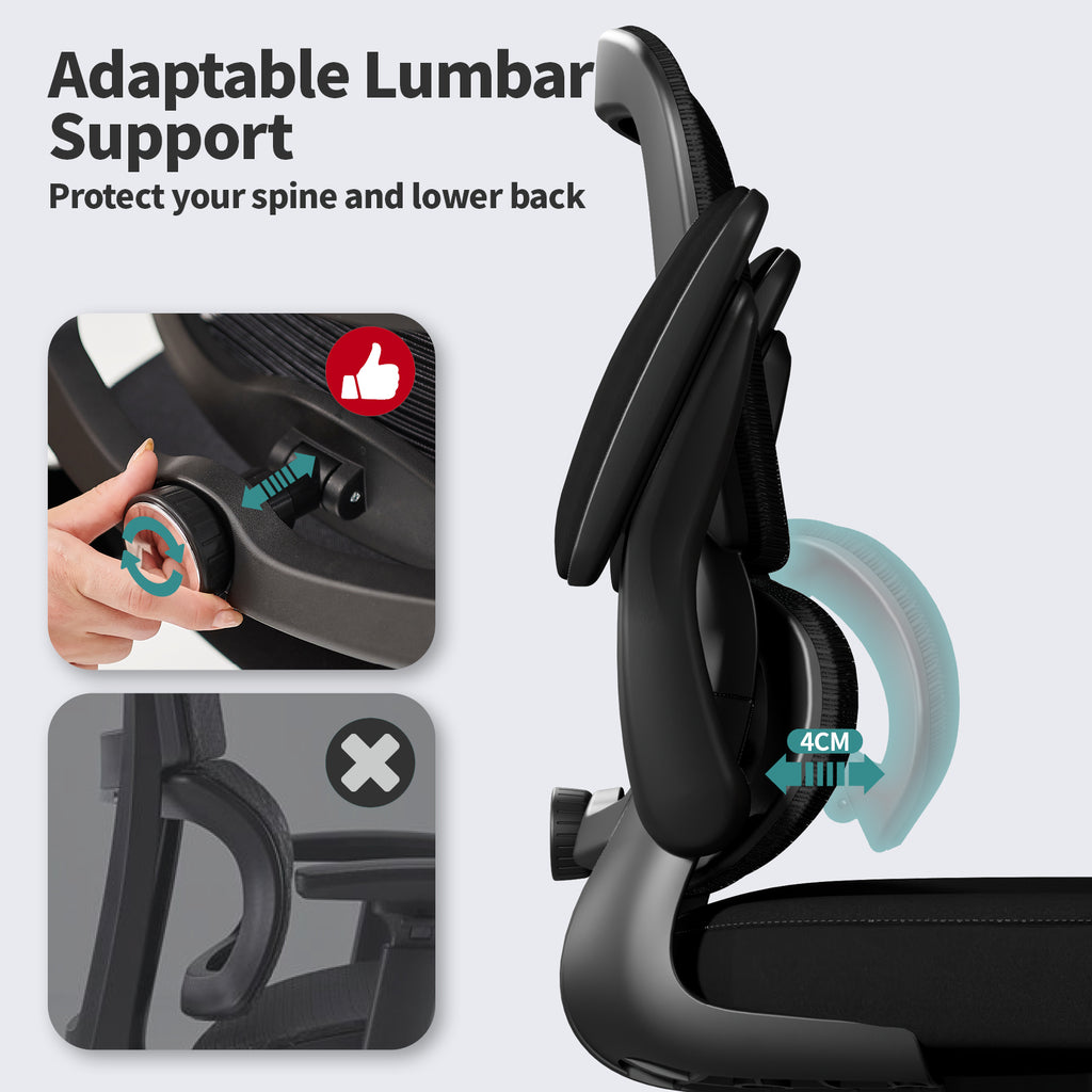 TRALT Office Chair - Ergonomic Desk Chair with Adjustable Lumbar Support, Mesh Computer Chair, Executive Chairs for Home Office Comfortable Lumbar Support