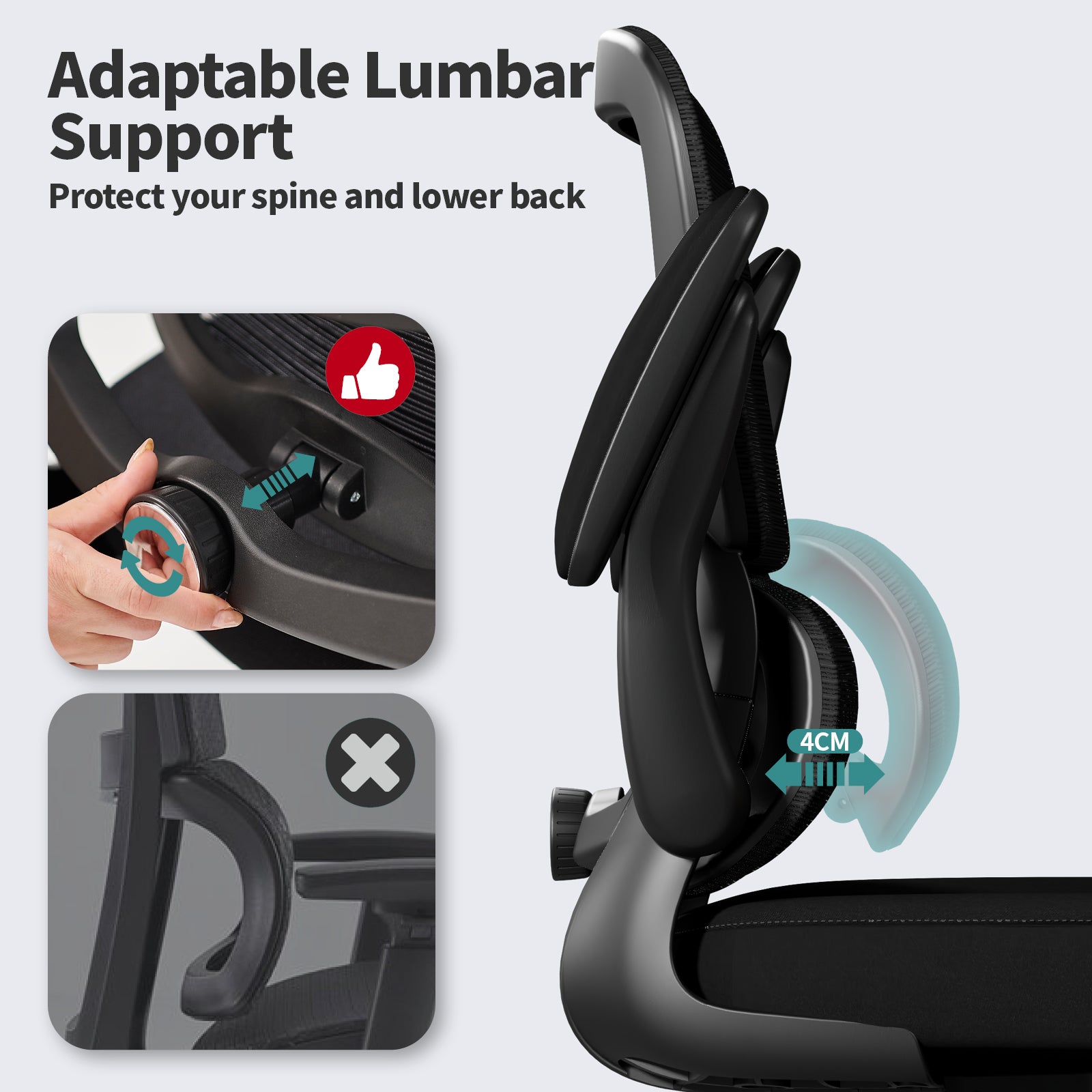 TRALT Office Chair - Ergonomic Desk Chair with Adjustable Lumbar Support, Mesh Computer Chair, Executive Chairs for Home Office Comfortable Lumbar Support