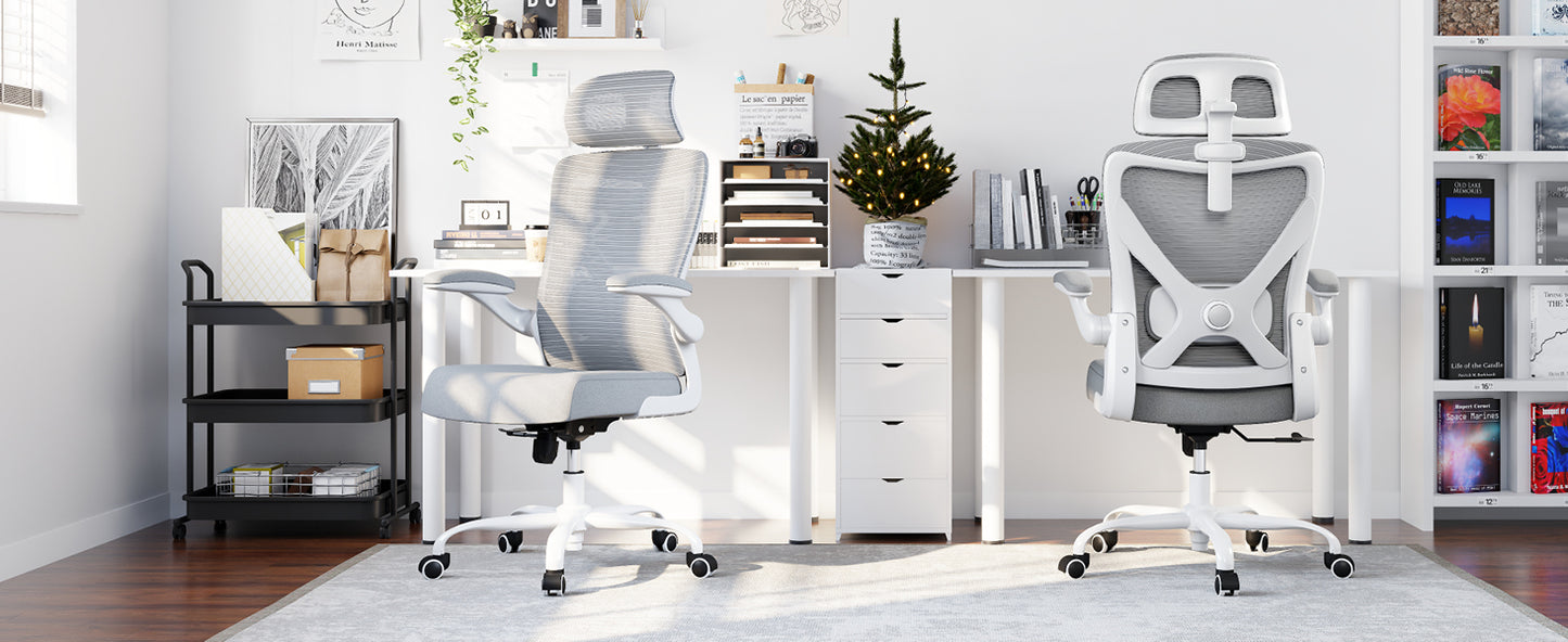 Ergonomic Office Chair - Mesh Desk Chair with Adjustable Lumbar Support High Back Computer Gaming Chairs - Big and Tall Office Chairs Adults, Comfortable for Long Hours