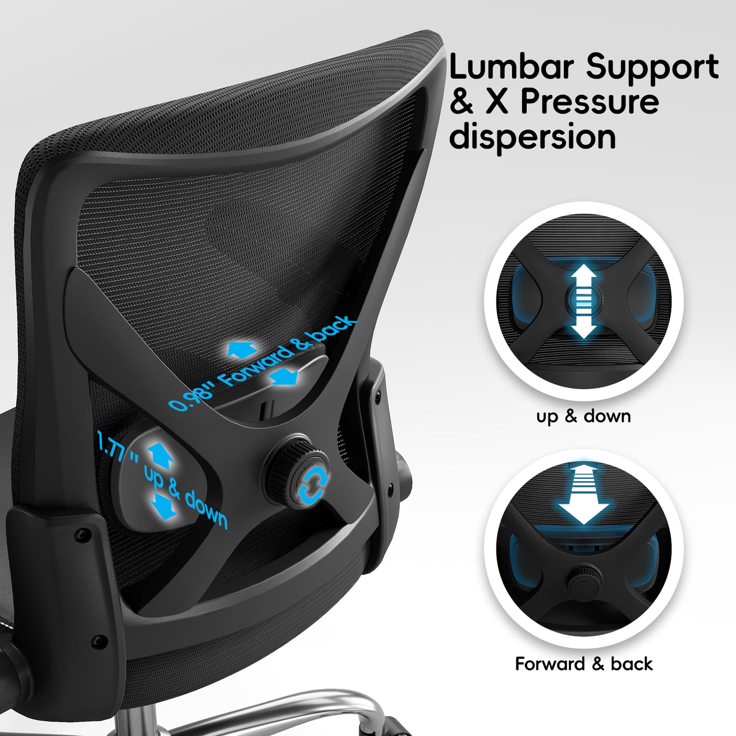 Ergonomic Office Chair-Computer PU Leather X-Shaped Desk Chair-Gaming Chair with Adjustable Flip-up Armrests Lumbar Support Mesh Executive Chair for Long Hours Office