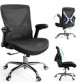 Ergonomic Office Chair-Computer PU Leather X-Shaped Desk Chair-Gaming Chair with Adjustable Flip-up Armrests Lumbar Support Mesh Executive Chair for Long Hours Office